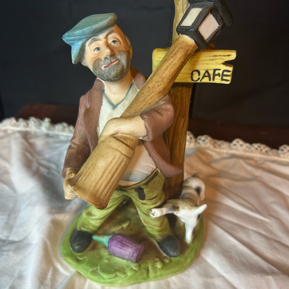 Charming Figurine with Lantern and Dog